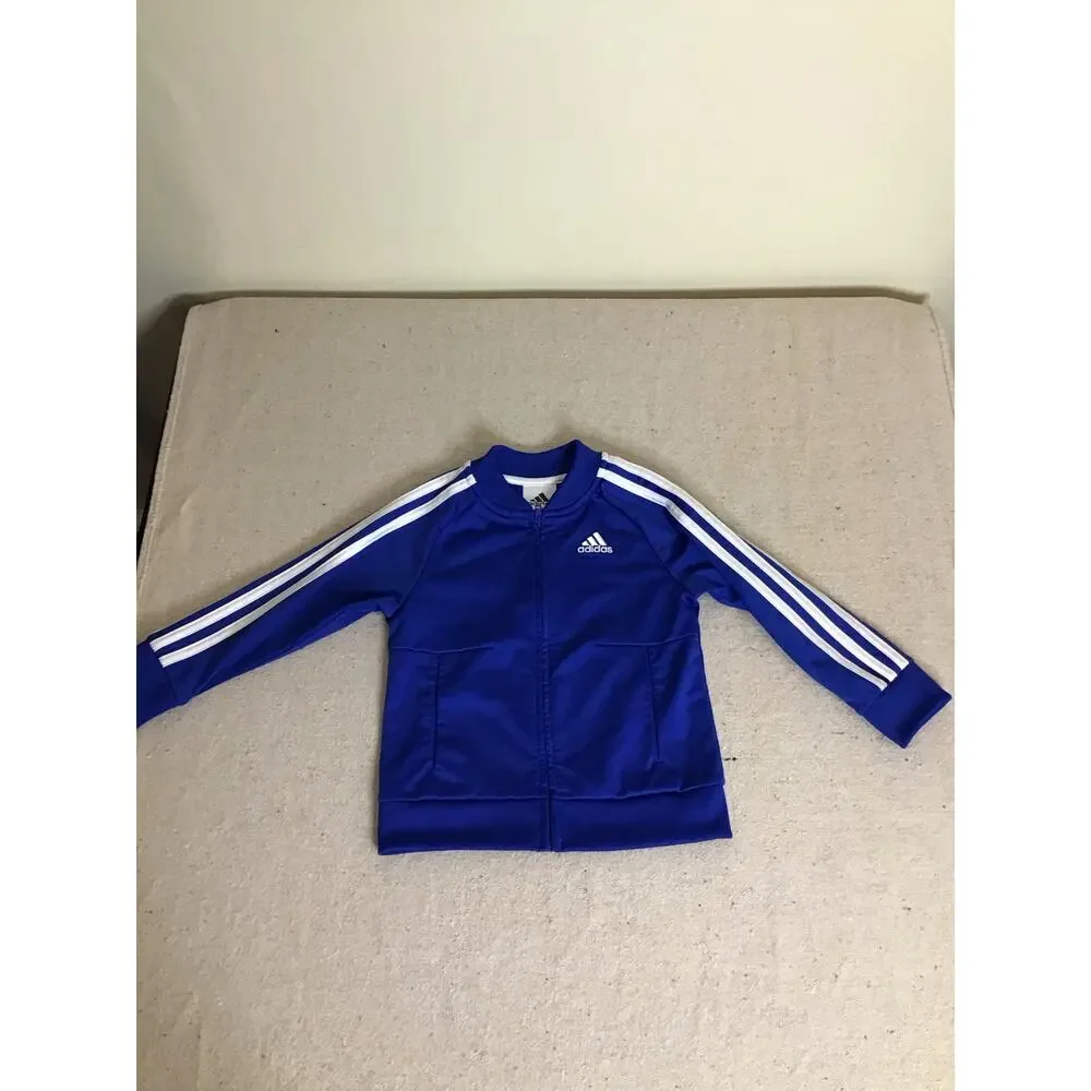 Adidas 3 Stripe Track Jacket Blue/White Toddler Size 4t Kids activewear Playwear